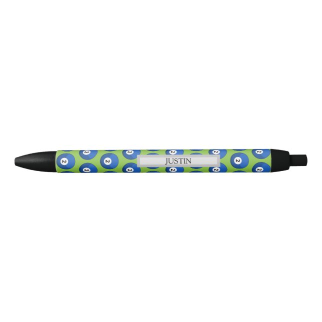 Blue Billiard Ball Number Two Pattern Personalize Black Ink Pen (Front)
