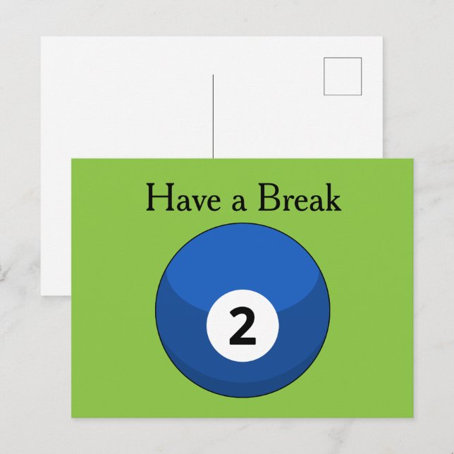 Blue Billiard Ball Number Two Personalize Holiday Postcard (Front/Back)