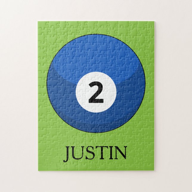 Blue Billiard Ball Number Two Personalize Jigsaw Puzzle (Vertical)