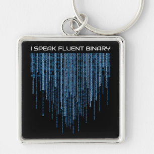 Blue Binary Code Keychain