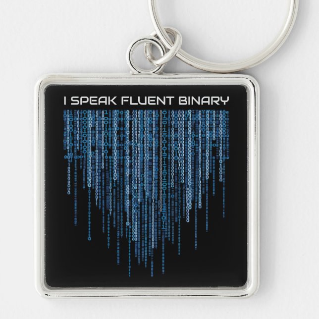 Blue Binary Code Keychain (Front)