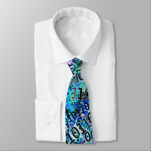 Blue Binary Code Nerdy Tie