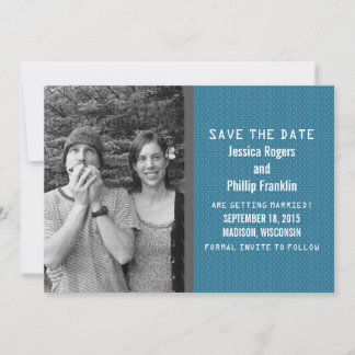 Blue Binary Code Photo Save the Date Invite