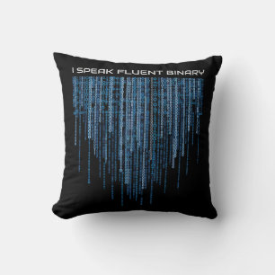 Blue Binary Code Throw Pillow