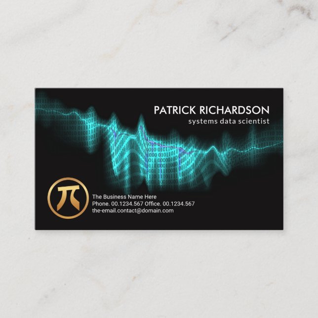 Blue Binary Codes Digital Wave Data Scientist Business Card (Front)