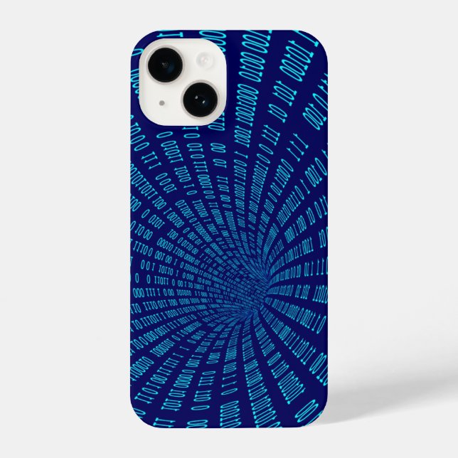 Blue Binary Tunnel Data Stream Concept iPhone Case (Back)