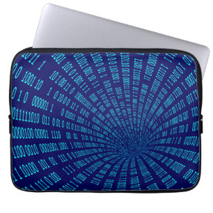 Blue Binary Tunnel Data Stream Concept Laptop Sleeve