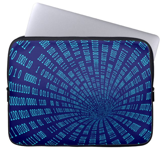 Blue Binary Tunnel Data Stream Concept Laptop Sleeve (Front)