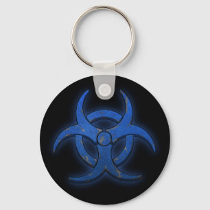 Blue Biohazard Keychain
