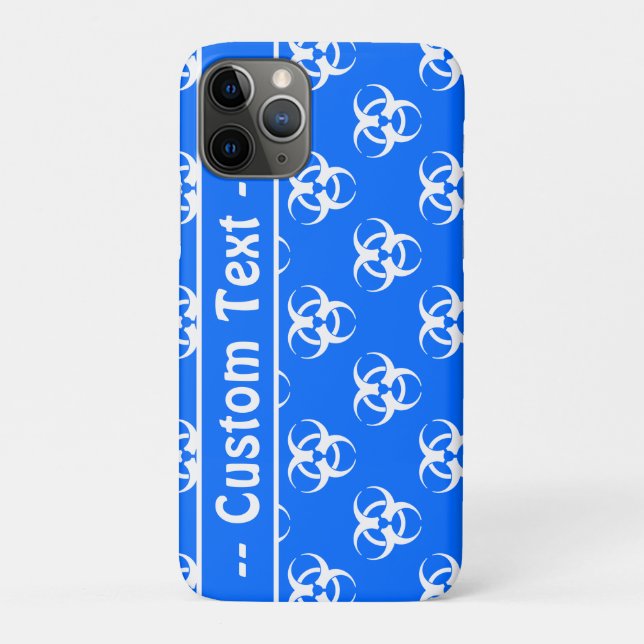 Blue Biohazard Symbol Phone Case w/ Custom Text (Back)