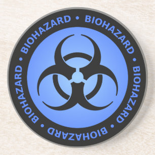 Blue Biohazard Warning Coaster