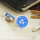 Blue Biohazard Warning Pin<br><div class="desc">Biohazard - biohazard warning sign pin in blue and white.</div>