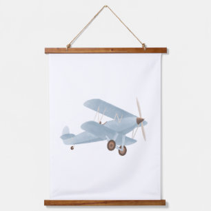 Blue Biplane Nursery Decor Hanging Tapestry