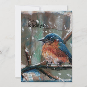 Blue Bird Adorable Little Winter Holiday Card