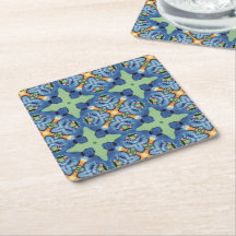 Blue Bird Arabesque Paper Coaster
