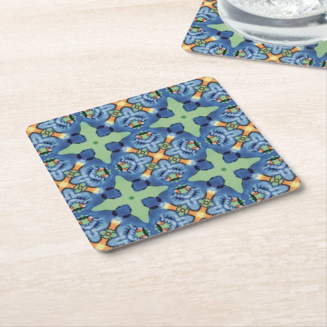 Blue Bird Arabesque Paper Coaster (Angled)