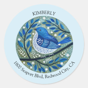 Blue Bird Art Classic Round Sticker