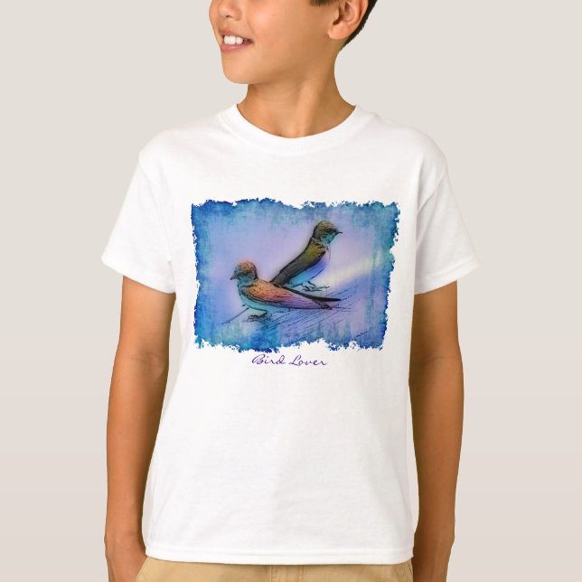 Blue Bird "Bird Lover" Wildlife Illustration Shirt (Front)