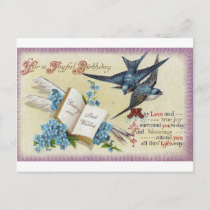 Blue Bird Birthday Postcard