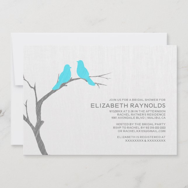 Blue Bird Bridal Shower Invitations (Front)