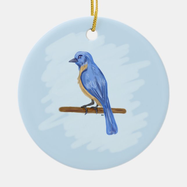Blue Bird Ceramic Ornament (Front)