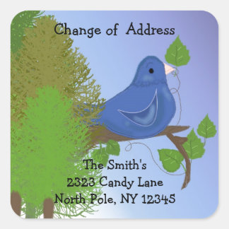 Blue Bird Change of Address Square Sticker