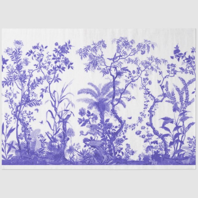 Blue bird chinoiserie decoupage tissue paper (Front)