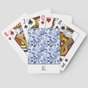 Blue Bird Chinoiserie Monogram Playing Cards