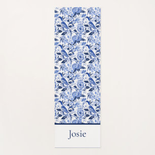 Blue Bird Chinoiserie Monogram  Yoga Mat