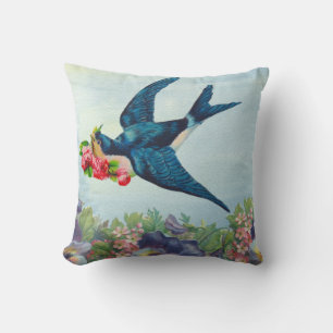 Blue Bird Cotton Throw Pillow 16" x 16"