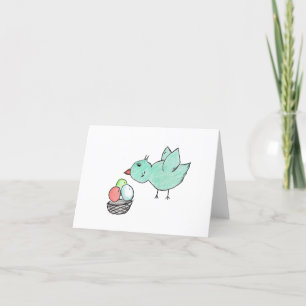 Blue Bird Easter Sticker Thank You Card
