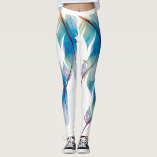 Blue Bird Feather Popular Fitness Yoga Sportswear Leggings
