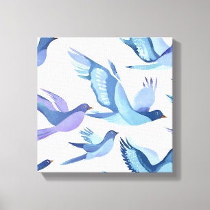 Blue Bird Flight   Modern Watercolor Painting Canvas Print
