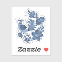 Blue Bird Floral Art Sticker