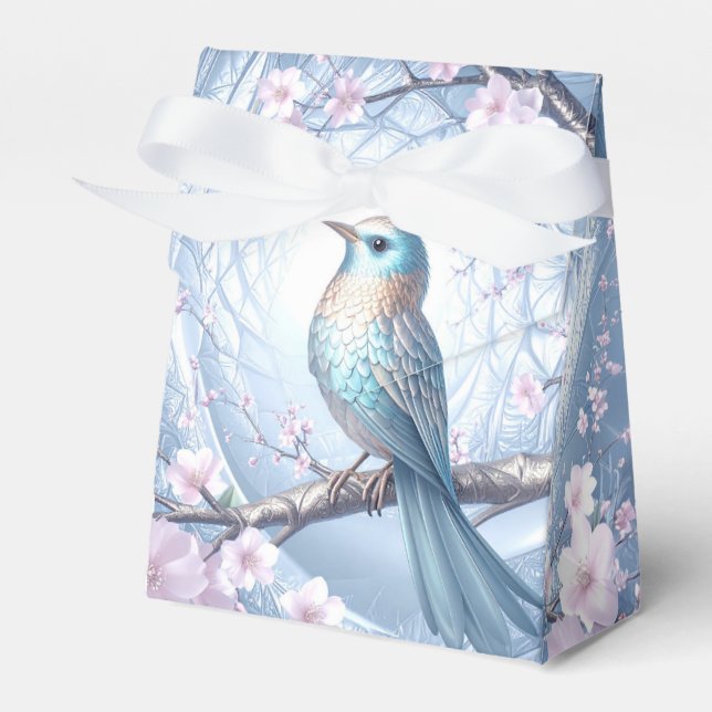 Blue Bird Floral Favor Box (Front Side)