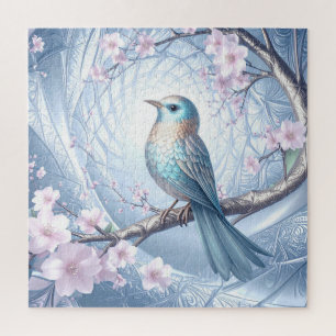 Blue Bird Floral Jigsaw Puzzle