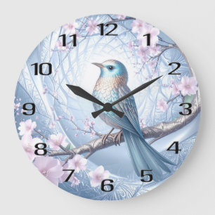 Blue Bird Floral Wall Clock