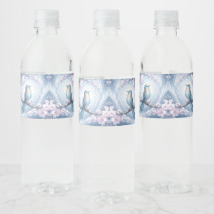 Blue Bird Floral Water Bottle Label