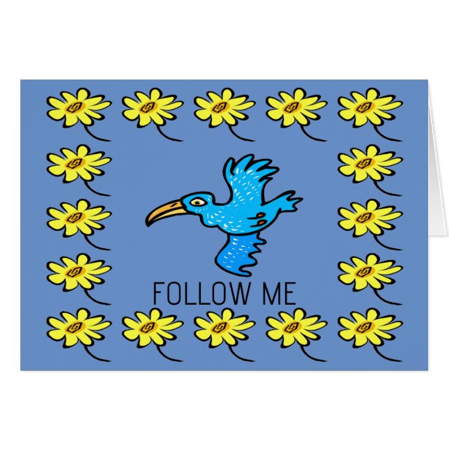 Blue bird Flower Border, add text, (Front Horizontal)