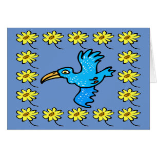 Blue bird Flower Border, add text,