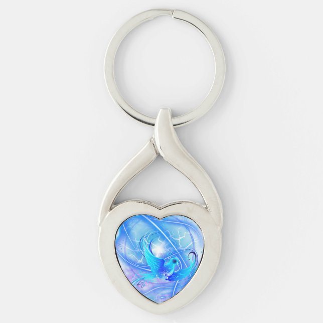 Blue Bird Flying in the Sky Keychain (Front)