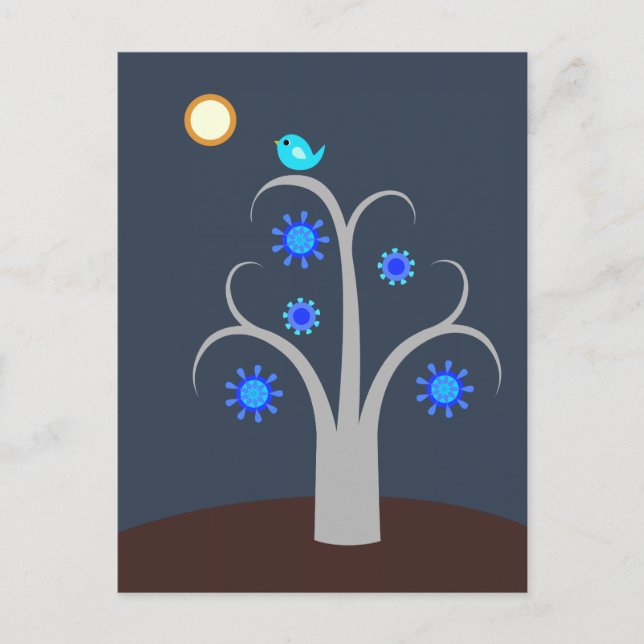 Blue Bird, Full Moon postcard (Front)