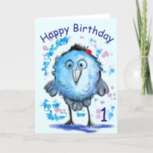 Blue Bird Funny Carte d'anniversaire