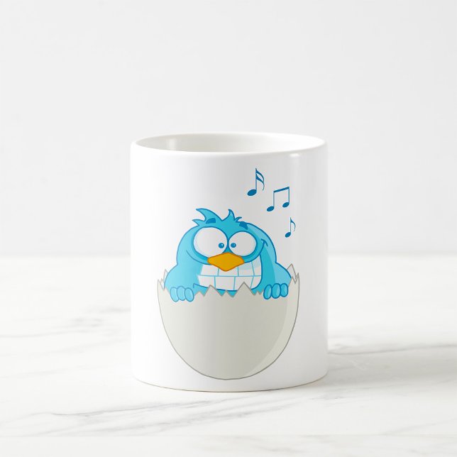 Blue Bird Hatching from Egg Singing Funny Animal Coffee Mug (Creator Uploaded)