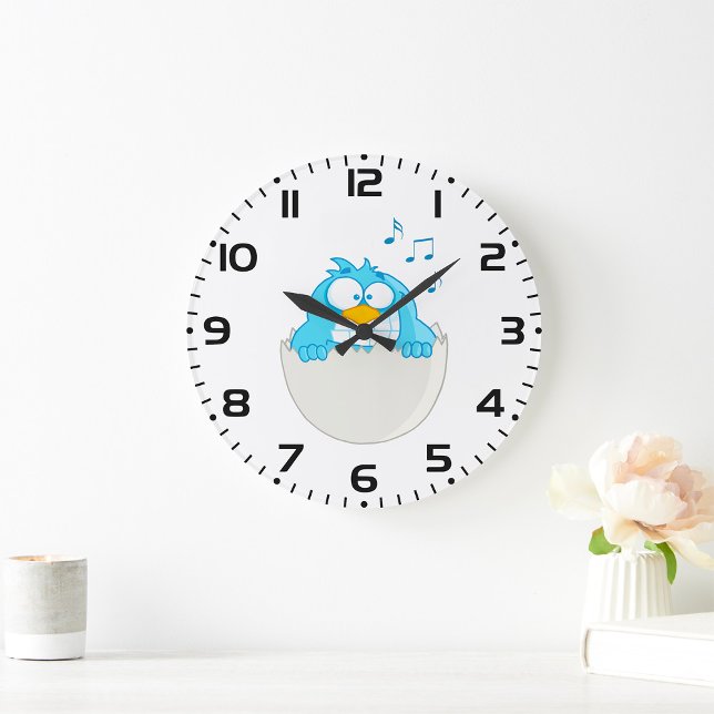 Blue Bird Hatching from Egg Singing Funny Animal Large Clock (Creator Uploaded)