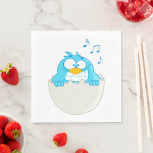 Blue Bird Hatching from Egg Singing Funny Animal Napkin