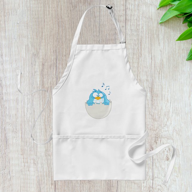 Blue Bird Hatching from Egg Singing Funny Animal Standard Apron (Creator Uploaded)