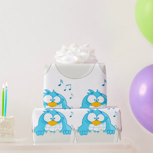 Blue Bird Hatching from Egg Singing Funny Animal Wrapping Paper
