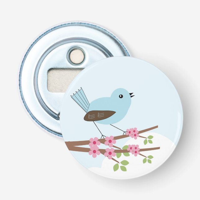 Blue Bird in Blossom Tree Bottle Opener (Front)