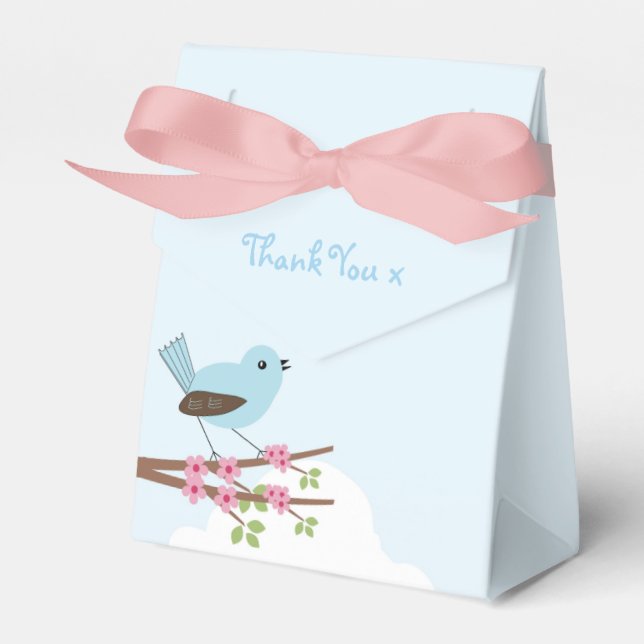 Blue Bird in Blossom Tree Favor Box (Front Side)